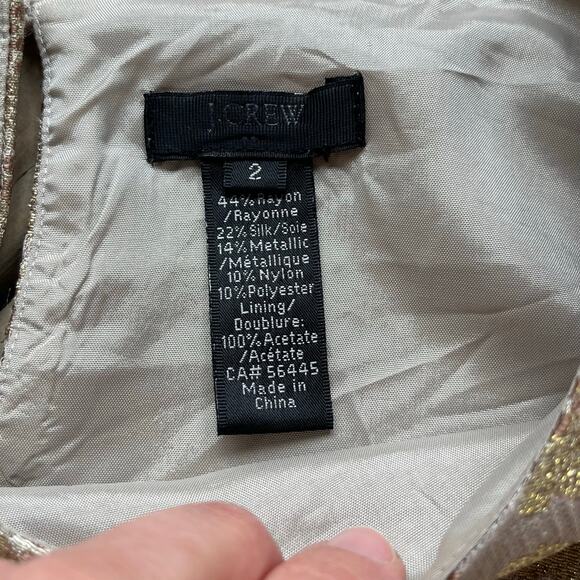 J.Crew Women's Gold Silk Blend Jacquard Printed Top Size 2 - Picture 6 of 7